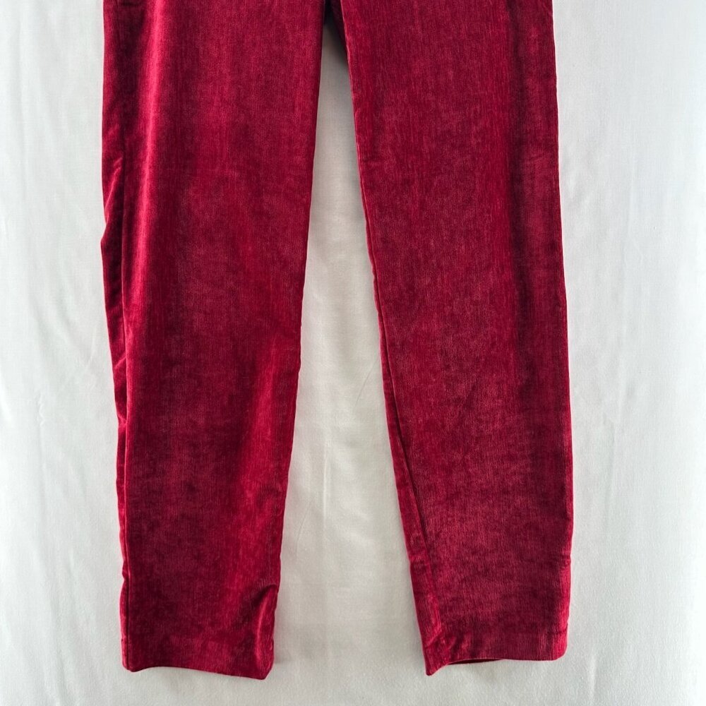 Hilary Radley Pants Womens Sz XS Velvet Mid Rise Slim Pull On Elastic Waist Red - Picture 4 of 10